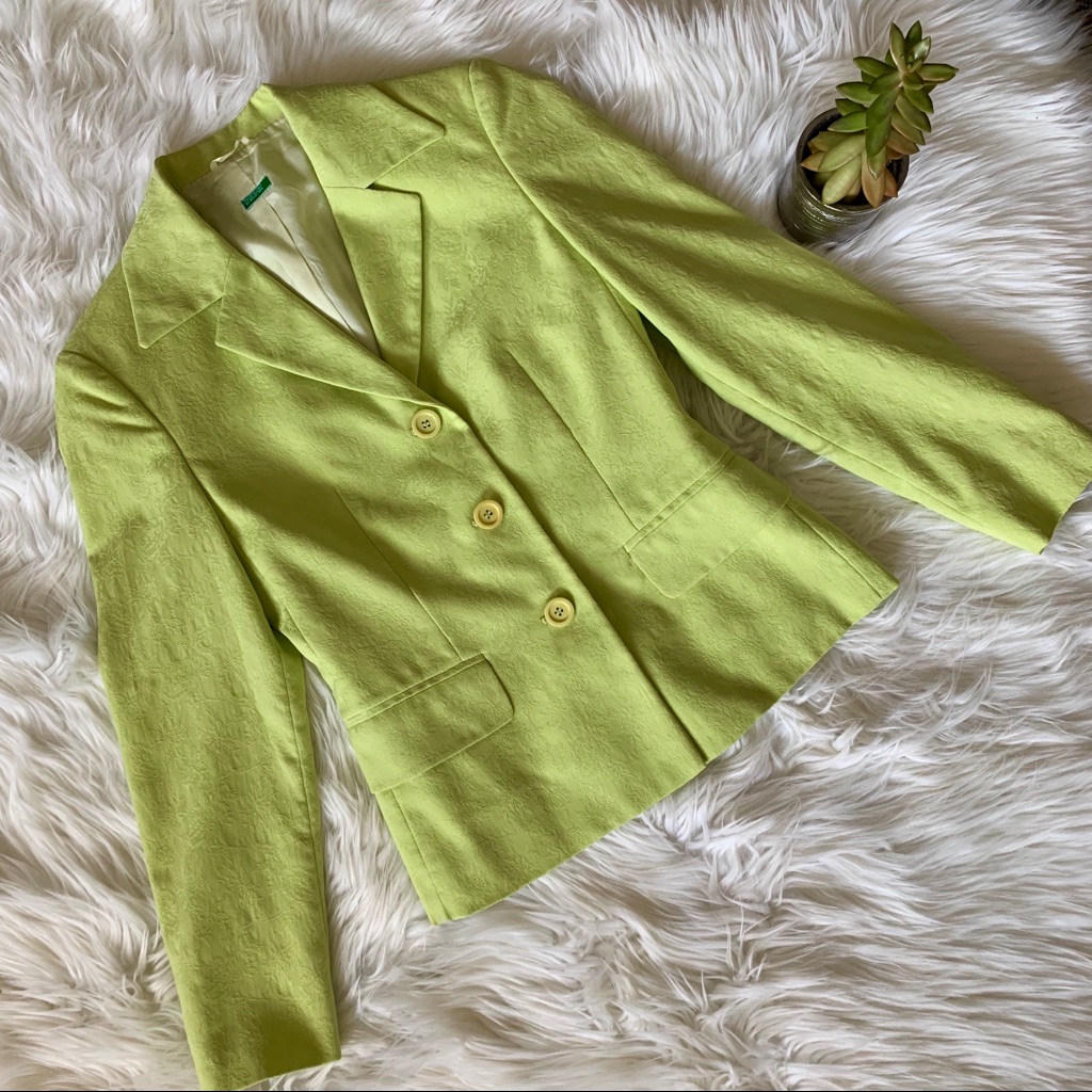 United Colors Of Benetton Green Embossed Blazer